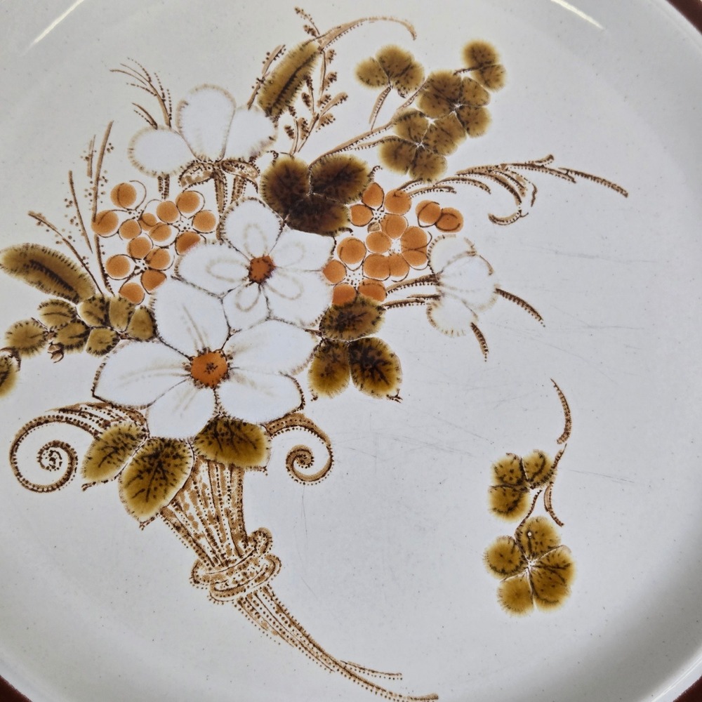 Set of 4 Four Seasons Dinner Plates Autumn Bouquet Stoneware 10.75" Vtg Japan - Picture 5 of 12